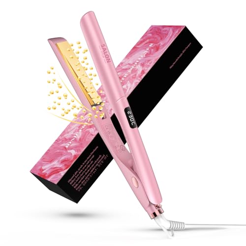 Dekuri Planchas del Pelo 2 en 1 alisadora y rizadora, placas de titanio lisas, alisadora de calentamiento rápido en 30s, pantalla LCD 120 230℃, Plancha Pelo iónica para mujer(Rosa)
