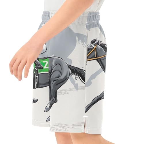 CHIFIGNO Horse Racing Youth Boys Thick Summer Clothes Boys Running Shorts with Pockets with Pockets XS4