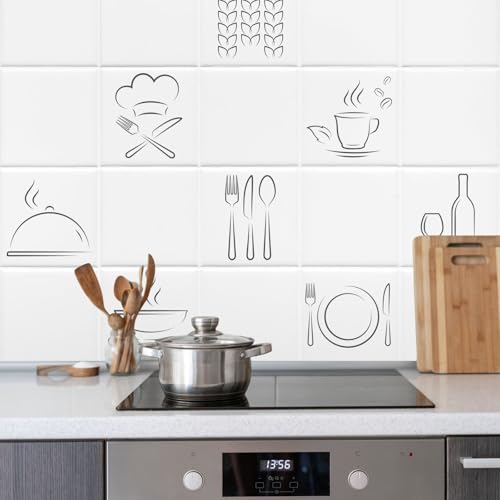 FoLIESEN Küchenrückwand Wand Deko - Fliesenaufkleber für moderne Küche - selbstklebend & wasserfest - Bild-Motive Kitchenworld, .:10x10 cm / 16-tlg. Set