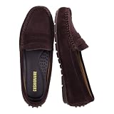 CUSHIONAIRE Daley Genuine Suede Penny Loafers for Women, Chocolate Genuine Suede 8