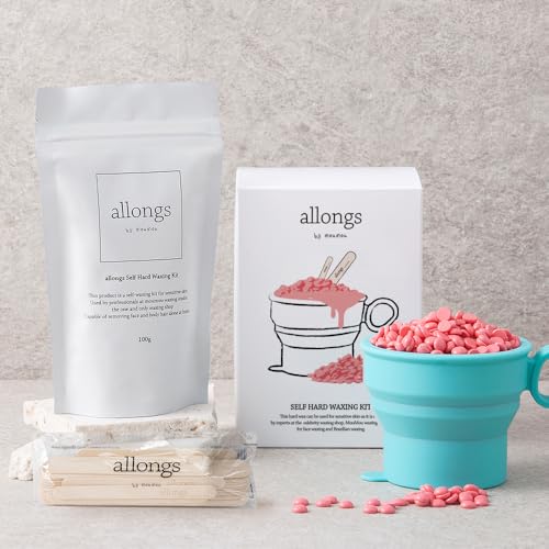 Allongs Self Hard Waxing beads Kit for Women Men brazilian wax Using Microwave, Hair Removal for ALL Hair Types, for Sensitive Skin facial hair Full Body Bikini HaRemoval beads Wax Kit