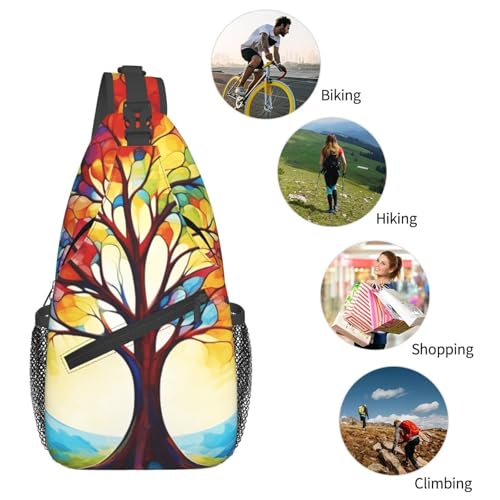 Mochila de pecho colorida Tree of Life para hiking y viaje miniatura 5