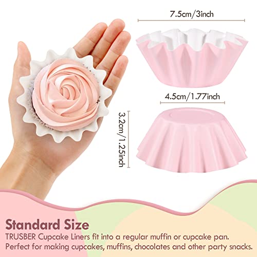 Trusber Wave Cupcake Liner,100 Count,Standard Muffin Wrappers Non-Stick Greaseproof 210G Pet Coated Paper Baking Holder For Wedding,Birthday,Baby Shower Or Holiday Party #TOP1
