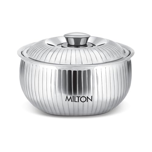 Image of MILTON Tulip 2000 Stainless Steel Casserole | Double-Walled Insulated Hot & Cold Food Server | Easy-to-Carry Hot Box for Kitchen | Chapati & Roti Storage | Serving Casserole with Lid | 1950ml, Silver