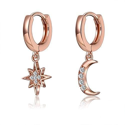 Bijoux féminins 925 boucles d'oreilles géométriques asymétriques étoile lune