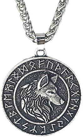 Leprato Viking Talisman Necklace for Men Norse Mjolnir Wolf Compass Valknut Amulet Pendant Nordic Viking Rune Jewelry Gifts