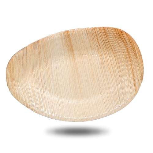 ECO Leaf | 25 Pack Oval Disposable Palm Leaf Plates | Compostable | Eco Friendly | Biodegradable | Picnic, Wedding Party Dinnerware| Like Wooden Bamboo Plates | (Oval Medium - 8" x 5")