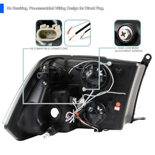 SPEC-D Dual Halo Projector Headlights for 2009-2024 Ram 1500 Classic - Image 5