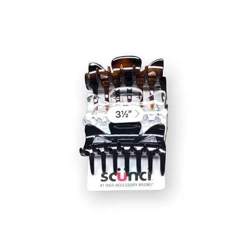 Scunci Effortless Beauty Basic Jaw Clips, Assorted Colors, 3-Count #TOP7