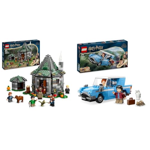 LEGO Harry Potter Hagrids Hütte: EIN unerwarteter Besuch Set & Harry Potter Fliegender Ford Anglia, baubares Spielzeug-Auto