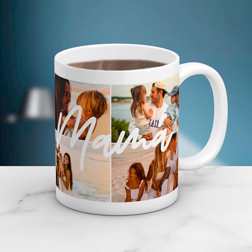 Imagen de Cristal Plaque Taza Cerámica Personalizada para Mamá con 4 Fotos y Mensaje
