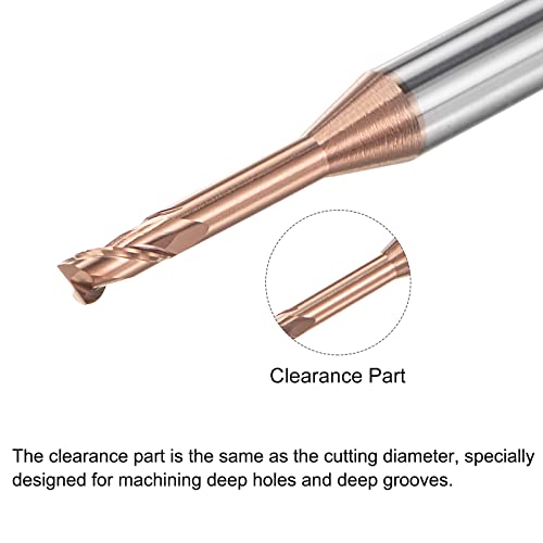 Image of uxcell Square Nose End Mill, 2mm Solid Carbide AlTiSin Coated Long Reach CNC Router Bits 2 Flutes Milling Cutter with Extended Neck, 12mm Cutting Length 4mm Shank