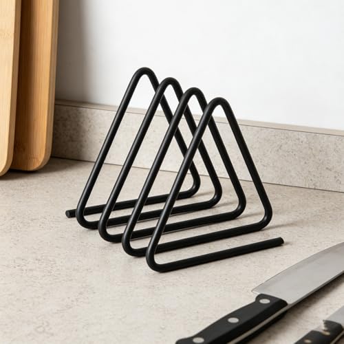 Soporte triangular para tablas de cortar que ahorra espacio con su almacenamiento vertical 7