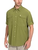 Little Donkey Andy Men's Quick-Dry Stretch Long Sleeve Shirt for Hiking, Travel Olive Size M