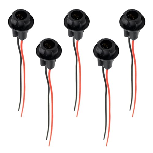 Bawkars 5 PCS 194 Bulb Socket with Wire Pigtail, T10 Pre-Wired Harness Connector Plugs, Tail Light & Side Marker Light Socket Adapter for Cars, Trucks, SUVs (Black)