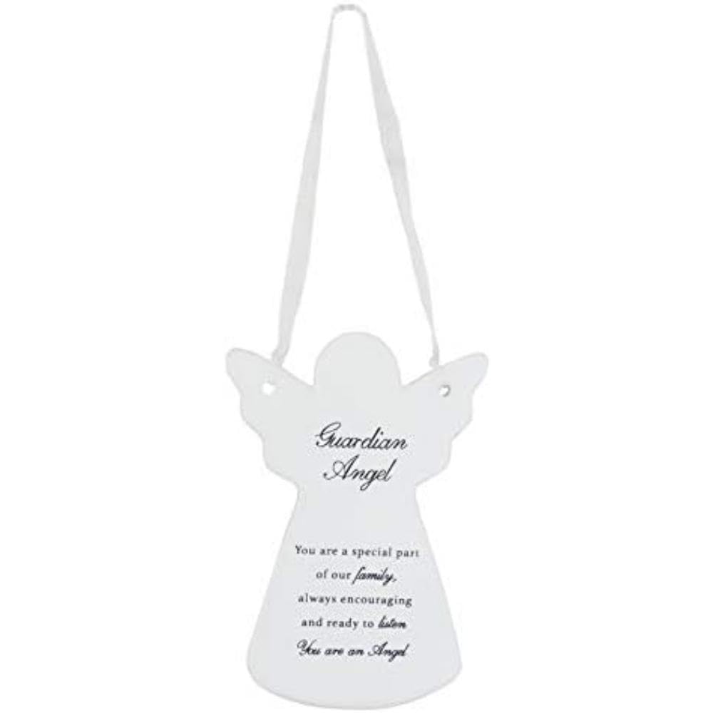 HOX Guardian Angel Wall Hanging Plaque, Ceramic, White, Model 61285