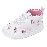 Babyschuhe Neugeborenen Lauflernschuhe Baby Mädchen Krippeschuhe Lederpuschen Floral Krippe Schuhe Krabbelschuhe Sternchen Schuhe Wanderschuhe Krabbelschuhe LMMVP (Weiß, 12CM (6~12 Month))