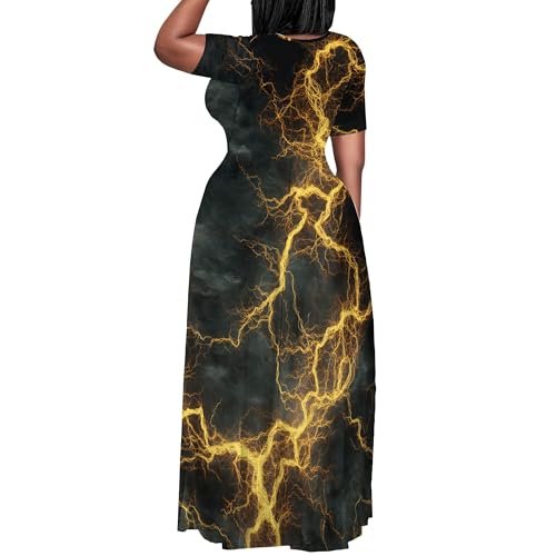 Image of SUZONANA Plus Size Dresses for Women Summer Casual Maxi Dress Short Sleeve Loose Vacation Dress