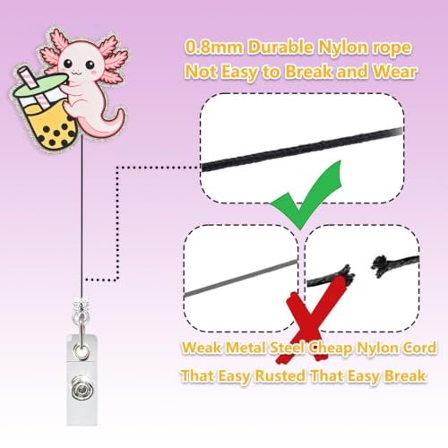Cute Axolotl with Boba Tea Retractable Badge Reel, Cute Animal Badge ID Holder for Nurse Nursing RN CNA LPN CMA Doctor Healthcare & Medical Worker, Funny Nurses Week Gift, Axolotl Badge Reel | Acrylic - Image 4