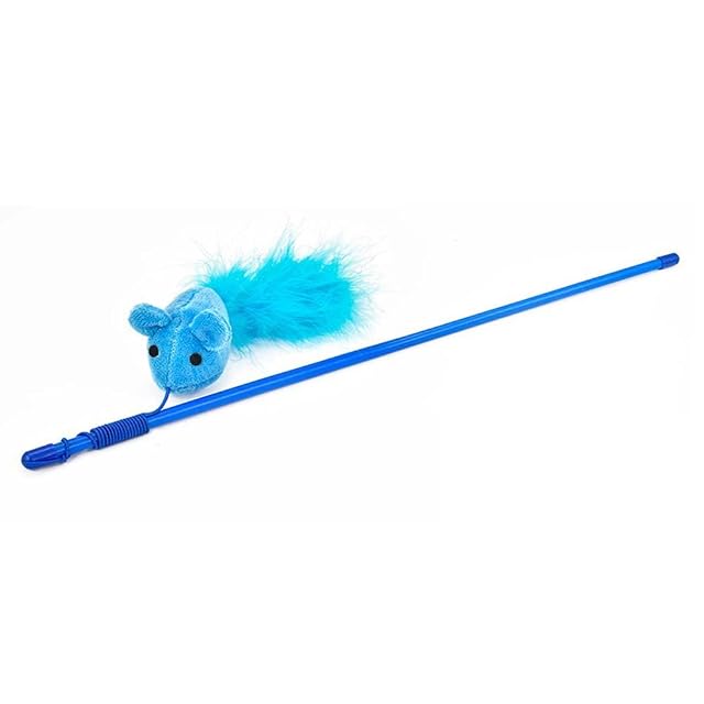 JUGUETE PARA GATOS VARA CON RATON Y PLUMA 48CM NAYECO
