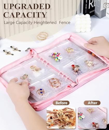 Image of travel Jewelry Organizer Book, Portable Jewelry Case with Removable Pages, Soft Velvet Lining, Large Capacity Jewelry Pouch Bag for Earrings, Rings, Necklaces, Gift for Women (Multi)