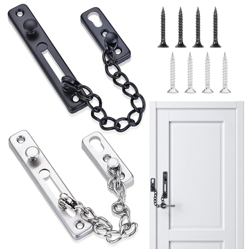 2 Pezzi Catena Per Porta, Catena di Sicurezza Catena Porta con Viti, Blocco Catena Porta in Acciaio Inox per Porte Finestre per Interno Casa Hotel