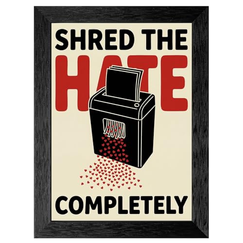 Shred the Hate Minimalist Protest Poster Framed Wall Art -