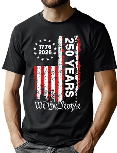 250th Anniversary USA Shirts for Men American Flag T-Shirt 4th of July Shirt 250 Years Birthday Patriotic Tops
