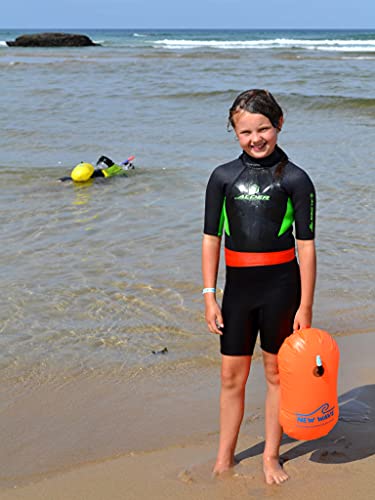 New Wave Swim Bubble for Open Water Swimmers and Triathletes - Swim Safety Buoy Float (Orange)