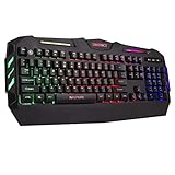 ENHANCE Infiltrate KL1 LED Gaming Keyboard - Multi Color Backlit Keyboard with 2 Lighting Modes, Spill Resistant Design, USB Braided Cable - 19 Key Rollover, Anti-Ghosting, & Multimedia Keys