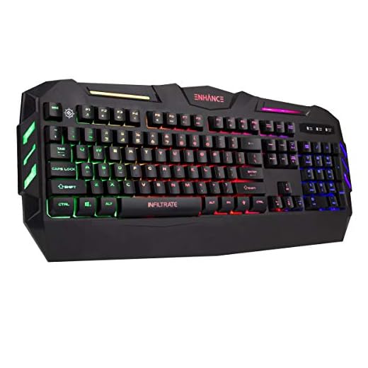 ENHANCE Infiltrate KL1 LED Gaming Keyboard - Multi Color Backlit Keyboard with 2 Lighting Modes, Spill Resistant Design, USB Braided Cable - 19 Key Rollover, Anti-Ghosting, & Multimedia Keys