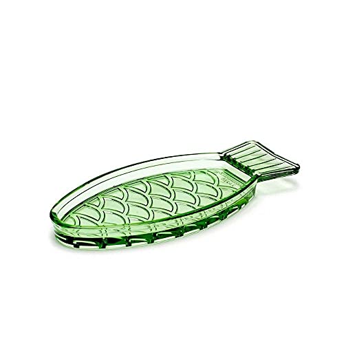 Set 4 Serax Fish & Fish Dish 9 1/16 in Transparent Green
