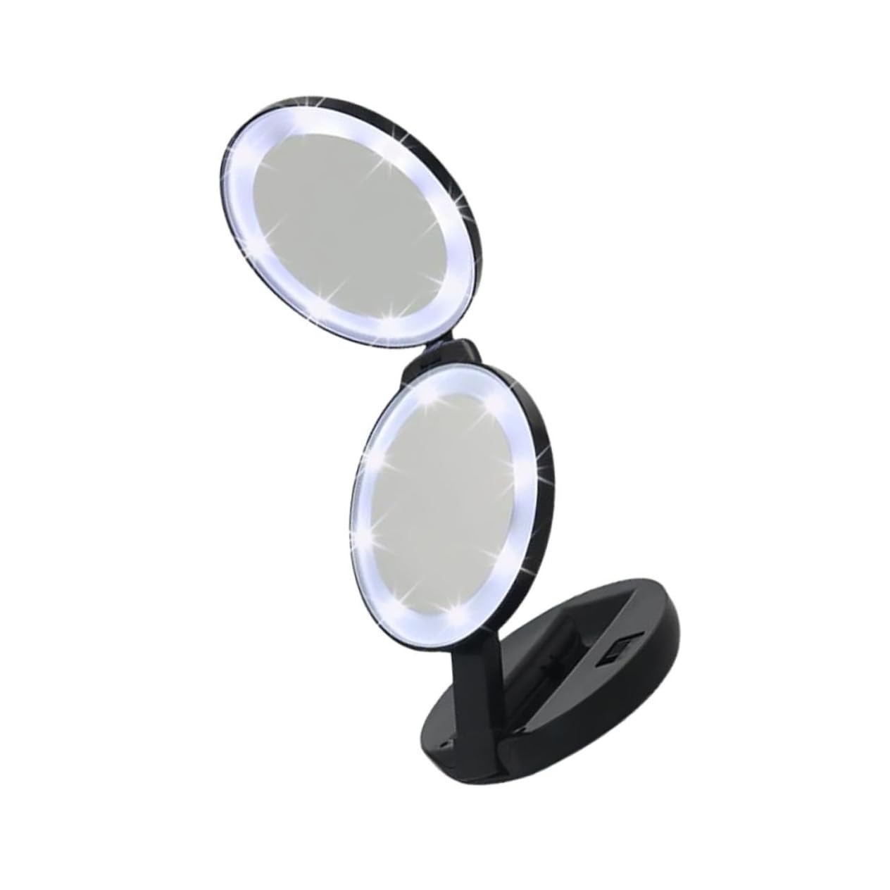 Miroir maquillage LED compact noir léger pour retouche et voyage