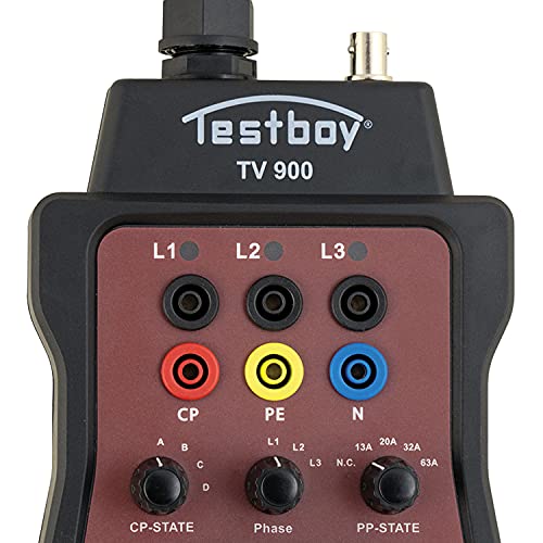Testboy TV 900 Adaptateur de borne de recharge pour tester les bornes de recharge de type 2 (testeur d'installation ou multimètre connectable, LED intégrée), noir/rouge – Image 4
