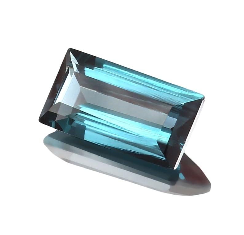 Gemme de tourmaline indicolite facettée 14 x 7 mm, l'éclat pur pour pendentif