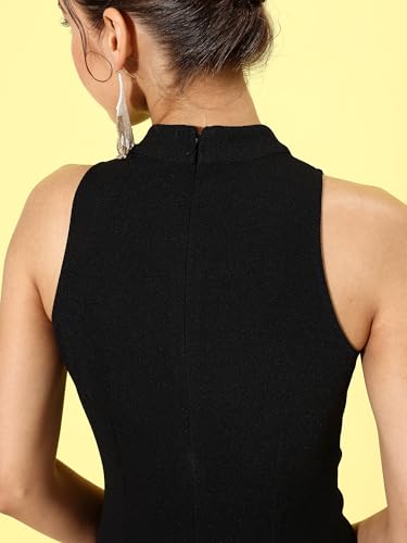 Image of Miss Chase Women's Sleeveless Collared Bodycon Above-Knee Polyester Dress