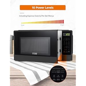 Commercial chef 11 cu ft microwave with 10 power levels small microwave with push button 1000w countertop microwave with kitchen timer door lock digital controls black  urban country home decor