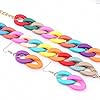 Fuqimanman2020 3 PCS Macaron Chunky Jewelry Set Acrylic Exaggerate Necklace Bracelet Geometric Statement Earring Cuban Link Chain Collar Necklace 80S Costume Party Jewelry-colorful #2