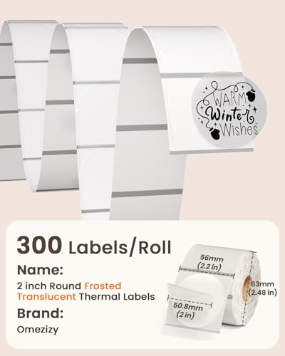 Image of 300Pcs 2 Inch Thermal Label -2x2 Circle Thermal Labels,Self-Adhesive Round Direct Thermal Labels for Custom Stickers, Logo Design, Multipurpose Circle Stickers