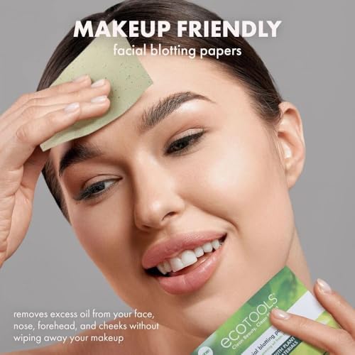 EcoTools Natural Oil Absorbing Facial Blotting Papers, Plant-Based Materials, Makeup Friendly, Removes Excess Oil, Travel Sized, Easy To Use, Perfect For Oily & Shiny Skin, 200 Sheet Count - Image 4