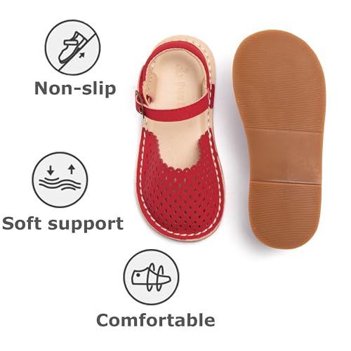 Image of THEE BRON Toddler Floral Cutout Closed Toe Sandals for Girls Breathable Summer Shoes