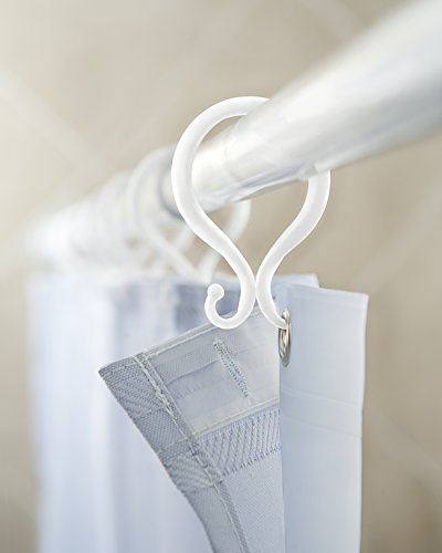 Kenney White Double Shower Curtain Hooks, White, (Set Of 12 Pieces) #TOP1