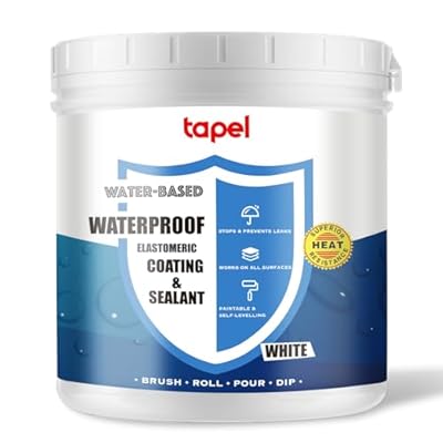 Tapel Water-Based Liquid Rubber Waterproof Sealant RV Roof Coating - White 35oz for 2m² (Single Coat) - Waterproof Rubber Paint Indoor & Outdoor for Leaks, Cracks & Roof Repair - Easy to Apply