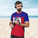bamgen Haiti Flag Sports Jersey Mesh T-Shirt 3D Print for Running Cycling Soccer Fans Fitness Shirts