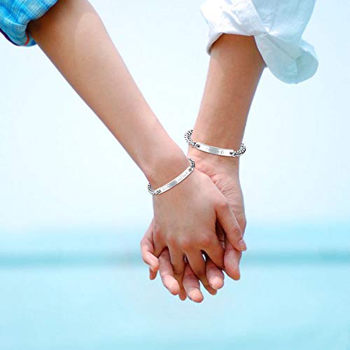 Set Pulseras de Pareja Ajustables Acero Titanio miniatura 4