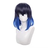 Short Blue Black Cosplay Wigs Halloween Costume Party Wig for Adult
