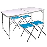 AKTIVE Mesa plegable portátil camping para 4 personas, Conjunto mesas y sillas plegable (52893)