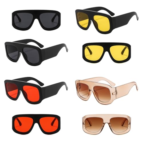 4 Pieces Trendy Oversized Square Aviator Sunglasses for Women Men Big Luxury Designer Thick Frame Sun Glasses2