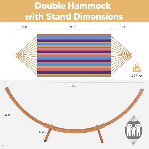 Image of SUNCREAT Two Person Hammock with Stand Included, Rainbow