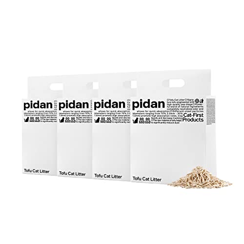 pidan Tofu Cat Litter Clumping,Flushable,Ultra Absorbent and Fast Drying, 100% Natural Ingredients Litter,Solubility in Water,Really Dust-Free,Less Scattering (5.3lb×4bags)